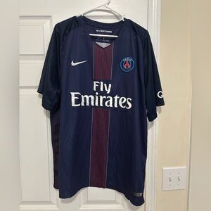 Nike | Paris Saint-Germain | Aunthentic Navy and Red Striped Jersey